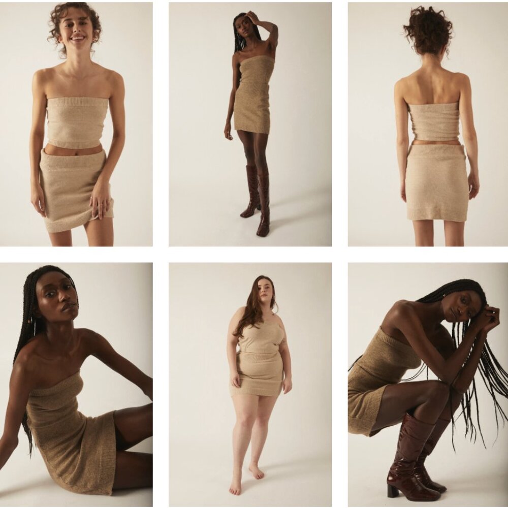 Off Noble - The Knit Top and Skirt Set in Oatmilk